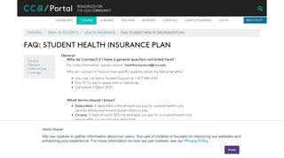 
                            9. FAQ: Student Health Insurance Plan (Health Insurance ... - CCA Portal