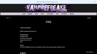
                            4. FAQ – Vampirefreaks Store