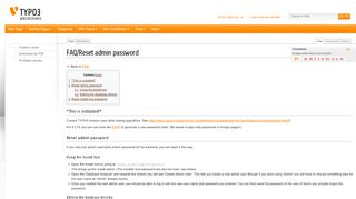 
                            4. FAQ/Reset admin password - TYPO3 Wiki