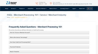 
                            8. FAQs – Merchant Processing 101 – Merchant Industry