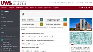 
                            9. FAQs – Student Health Center | UW-La Crosse