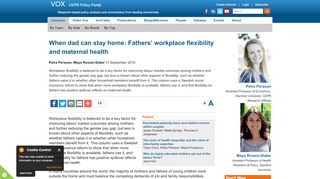 
                            9. Fathers' workplace flexibility and maternal health | VOX, CEPR ...