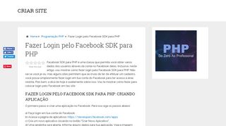 
                            5. Fazer Login pelo Facebook SDK para PHP - fazer-site.net