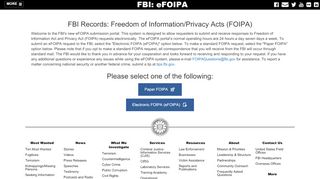 
                            8. FBI Records: Freedom of Information/Privacy Acts (FOIPA)