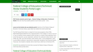 
                            4. Federal College of Education (Technical) Akoka Students Portal Login ...