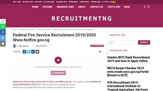 
                            3. Federal Fire Service Recruitment 2019/2020 www.fedfire.gov.ng