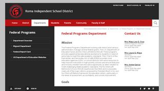 
                            8. Federal Programs / Department Overview