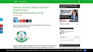 
                            6. Federal University, Wukari FUWukari Student Portal – Studentportal ...