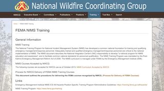 
                            9. FEMA NIMS Training | NWCG