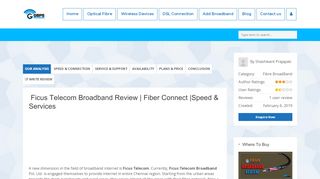 
                            3. Ficus Telecom Broadband Review | Fiber Connect |Speed ...