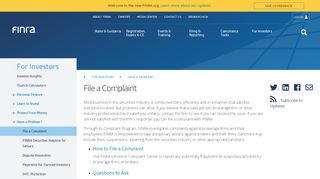 
                            7. File a Complaint | FINRA.org