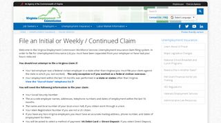 
                            1. File an Initial or Weekly / Continued Claim | Virginia ...