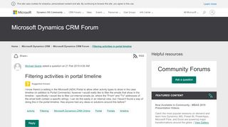 
                            2. Filtering activities in portal timeline - Microsoft Dynamics CRM ...