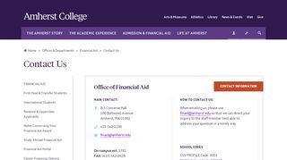 
                            5. Financial Aid | Contact Us | Amherst College