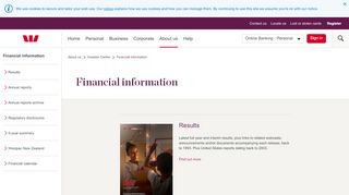 
                            6. Financial results, annual report, Investor Centre | Westpac