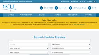 
                            8. Find a Doctor - NCH Healthcare System