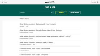
                            2. Find a job · Paddy Power Careers » Retail Betting Jobs in UK ...