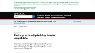 
                            6. Find apprenticeship training: how to submit data - GOV.UK