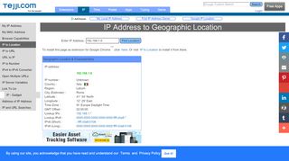
                            1. Find IP to Location 192.168.1.6 | Tejji