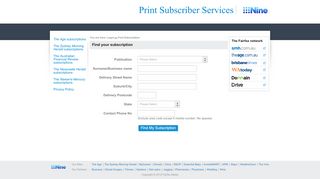 
                            4. Find my Subscription - Fairfax Media