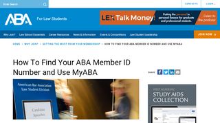 
                            9. Find your ABA Member Number ID and Use MyABA - ABA for Law ...