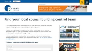 
                            2. Find your local council building control team | Planning Portal