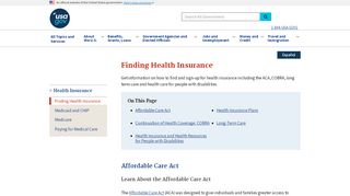 
                            2. Finding Health Insurance | USAGov