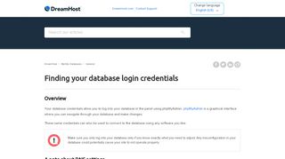 
                            8. Finding your database login credentials – DreamHost