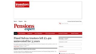 
                            7. Fined Salvus trustees left £1.4m uninvested for 3 ... - Pensions Expert