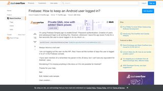 
                            5. Firebase: How to keep an Android user logged in? - Stack ...