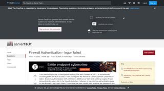 
                            9. Firewall Authentication - logon failed - Server Fault
