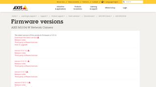 
                            3. Firmware versions | Axis Communications