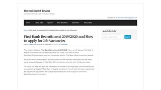 
                            2. First Bank Recruitment 2019/2020 and How to Apply for Job ...