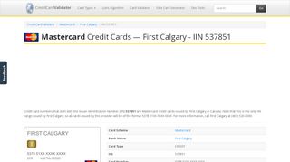 
                            4. First Calgary Mastercard Credit Cards - IIN 537851 ...