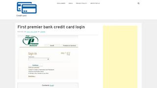 
                            11. First premier bank credit card login - Credit card