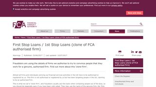 
                            5. First Stop Loans / 1st Stop Loans (clone of FCA authorised ...