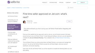 
                            7. First time seller approved on Jet.com: what's next? – Support