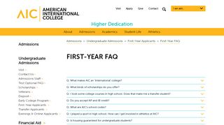 
                            6. First-Year Admissions FAQ | American International College