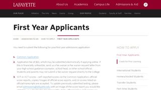 
                            4. First Year Applicants · Admissions · Lafayette College