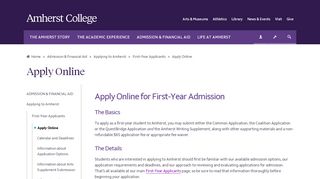 
                            1. First-Year Applicants | Apply Online | Amherst College