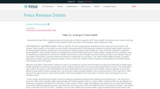 
                            3. Fitbit, Inc. to Acquire Twine Health - Fitbit, Inc.