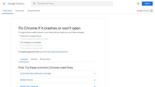 
                            4. Fix Chrome if it crashes or won't open - Computer - Google ...