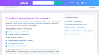 
                            2. Fix problems signing into your Yahoo account | Mail Help - SLN2051