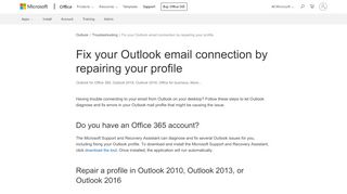 
                            2. Fix your Outlook email connection by repairing your profile ...