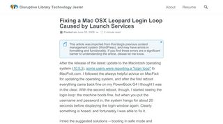 
                            9. Fixing a Mac OSX Leopard Login Loop Caused by Launch Services ...