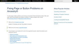 
                            5. Fixing Page or Button Problems on Ancestry®