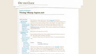 
                            7. 'Fixing' Sharp Aquos.net - Off the Clock