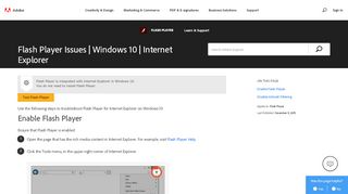 
                            5. Flash Player Issues | Windows 10 | Internet Explorer - Adobe