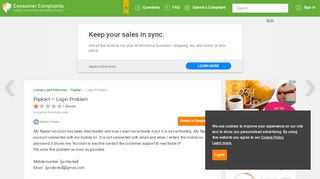 
                            5. Flipkart — Login Problem - Consumer Complaints