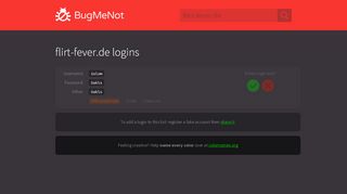 
                            7. flirt-fever.de passwords - BugMeNot